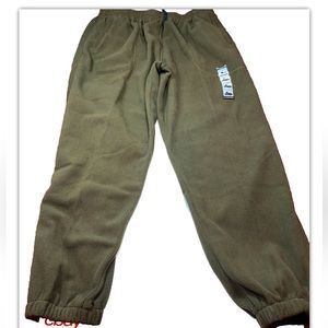 NEW Outersport olive GREEN FLEECE pants Stretchy Waist Joggers Pockets,  XL me’s